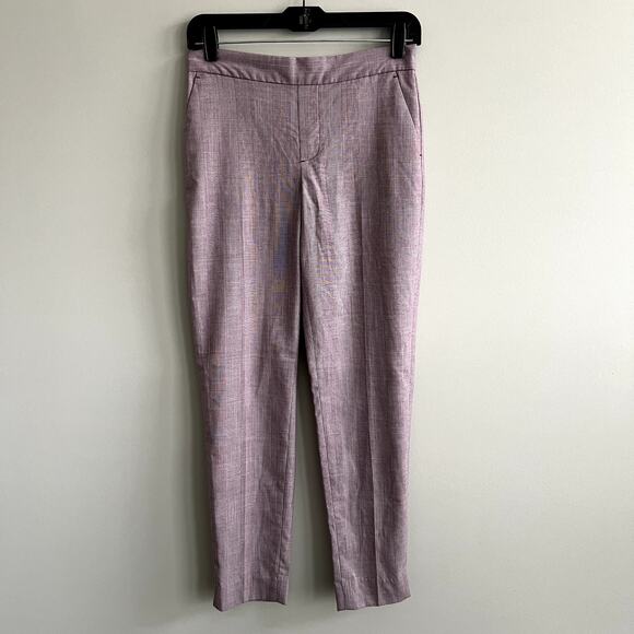 Banana Republic Factory Hayden Ankle Pant Burgundy Plaid 0 NWT - Picture 1 of 10